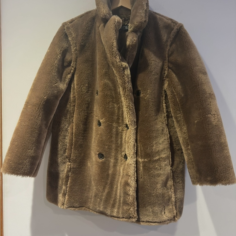 J.Crew Women's Faux-fur peacoat Size L - Picture 3 of 6